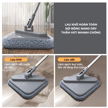 Bộ cây lau nhà ZOLELE 360 độ tự vắt 2 ngăn tách nước bẩn M16 trắng kem - Phiên bản giới hạn, giảm còn 429.000₫