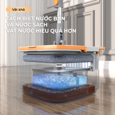 Bộ cây lau nhà ZOLELE 360 độ tự vắt 2 ngăn tách nước bẩn M16 trắng kem - Phiên bản giới hạn, giảm còn 429.000₫