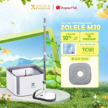Bộ cây lau nhà ZOLELE 360 độ tự vắt 2 ngăn tách nước bẩn M20 - Lau sạch mọi góc ngách, giá chỉ 439.000đ