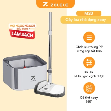 Bộ cây lau nhà ZOLELE 360 độ tự vắt 2 ngăn tách nước bẩn M20 - Lau sạch mọi góc ngách, giá chỉ 439.000đ