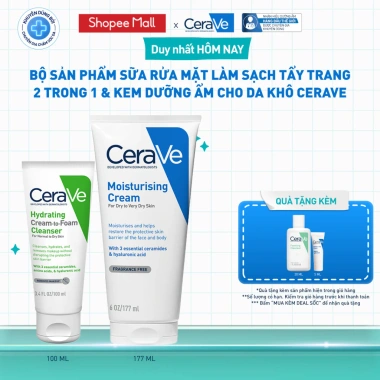 Bộ CeraVe 2 trong 1: Sữa rửa mặt tẩy trang + Kem dưỡng ẩm da khô Giá giảm 552.000 VND