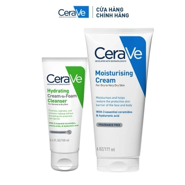 Bộ CeraVe 2 trong 1: Sữa rửa mặt tẩy trang + Kem dưỡng ẩm da khô Giá giảm 552.000 VND
