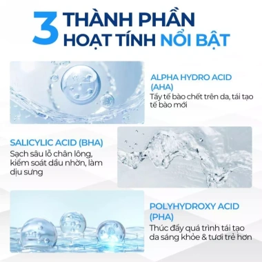 Bộ chăm sóc da dầu mụn AHA BHA PHA Compliment: sữa rửa mặt, serum, kem dưỡng ẩm, kem chấm mụn