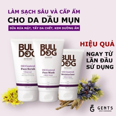 Bộ chăm sóc da dầu mụn nam Bulldog Oil Control - Sữa rửa mặt, tẩy tế bào chết, kem dưỡng ẩm - 300k giảm từ 390k 2