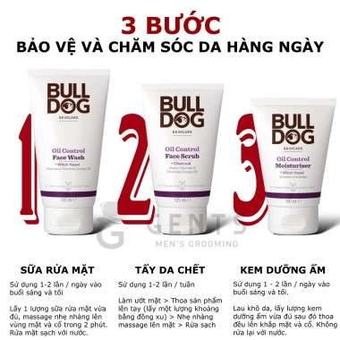 Bộ chăm sóc da dầu mụn nam Bulldog Oil Control - Sữa rửa mặt, tẩy tế bào chết, kem dưỡng ẩm - 300k giảm từ 390k 4