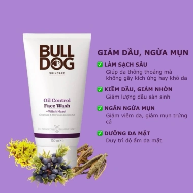 Bộ chăm sóc da dầu mụn nam Bulldog Oil Control - Sữa rửa mặt, tẩy tế bào chết, kem dưỡng ẩm - 300k giảm từ 390k 5