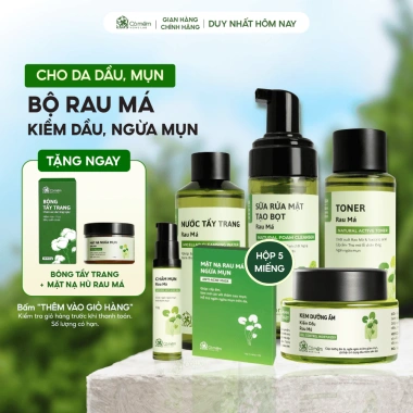Bộ chăm sóc da dầu mụn rau má chuyên sâu cỏ mềm | giảm mụn, se khít lỗ chân lông, giá ưu đãi 855.000₫