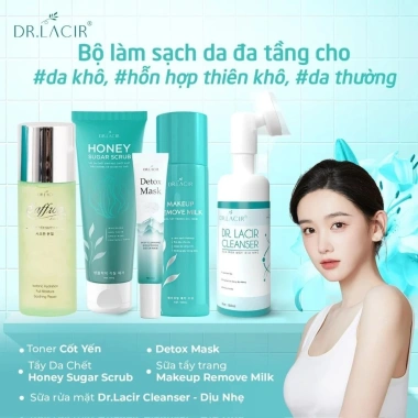 Bộ Chăm Sóc Da Dr. Lacir 5 sản phẩm – Dành cho da dầu mụn, da nhạy cảm, da hỗn hợp, giảm giá 22%