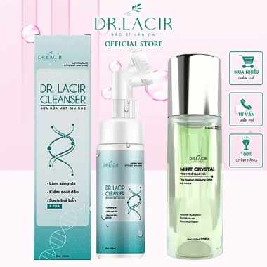Bộ Chăm Sóc Da Mặt Dr.Lacir DR102 Sữa Rửa Mặt Kiềm Dầu + Toner Bạc Hà Dưỡng Ẩm Giảm Giá