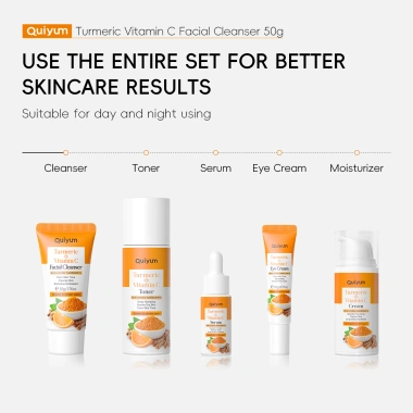 Bộ chăm sóc da nghệ & Vitamin C QUIYUM 4 món - Sữa rửa mặt, Serum, Kem mắt, Kem mặt, giảm nếp nhăn, sáng da - 121k 4 Bộ chăm sóc da nghệ & Vitamin C QUIYUM 4 món - Sữa rửa mặt, Serum, Kem mắt, Kem mặt, giảm nếp nhăn, sáng da - 121k 4