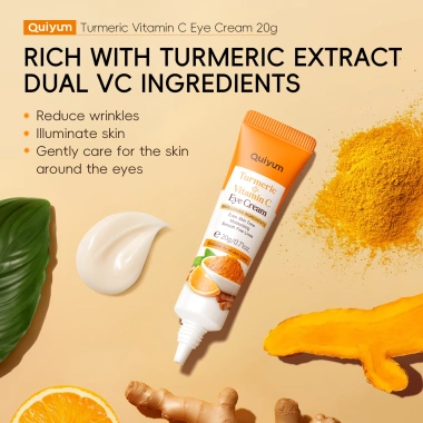 Bộ chăm sóc da nghệ & Vitamin C QUIYUM 4 món - Sữa rửa mặt, Serum, Kem mắt, Kem mặt, giảm nếp nhăn, sáng da - 121k