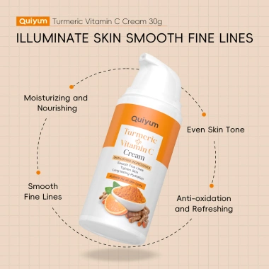 Bộ chăm sóc da nghệ & Vitamin C QUIYUM 4 món - Sữa rửa mặt, Serum, Kem mắt, Kem mặt, giảm nếp nhăn, sáng da - 121k