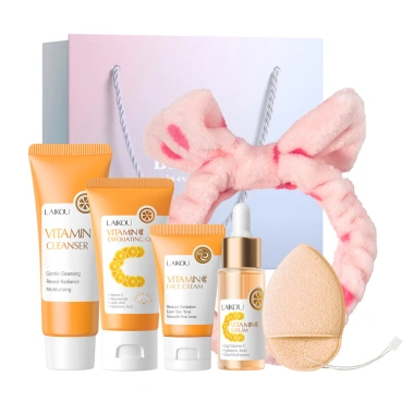 Bộ chăm sóc da Vitamin C LAIRKOU: Sữa rửa mặt, Kem dưỡng, Serum, Tẩy tế bào chết - Chống xỉn màu, Giá 262.900₫