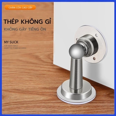 Bộ chặn cửa Inox 304 siêu dính nền gạch men, kèm keo 3M, đinh ốc - Bảo vệ tường, giá 29k
