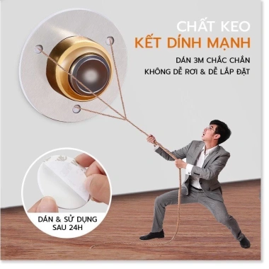 Bộ chặn cửa Inox 304 siêu dính nền gạch men, kèm keo 3M, đinh ốc - Bảo vệ tường, giá 29k