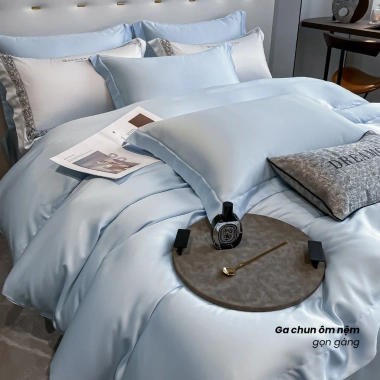 Bộ Chăn Ga Gối 4 Món Lụa Tencel 60S Leju Cao Cấp - Ga Giường Drap Bo Chun 490k 3