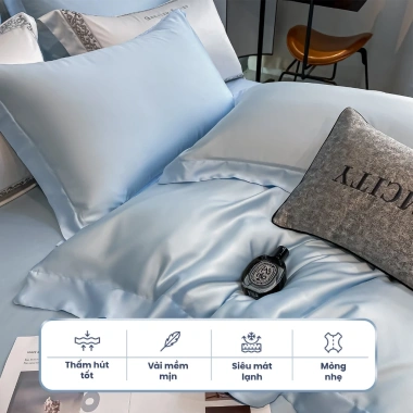Bộ Chăn Ga Gối 4 Món Lụa Tencel 60S Leju Cao Cấp - Ga Giường Drap Bo Chun 490k 5