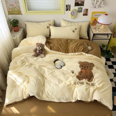 Bộ chăn ga gối cotton Đũi Hàn thêu nổi trendy, thoáng mát mềm mịn - Moon Decor (4 món) Giá ưu đãi 449.998₫ 5