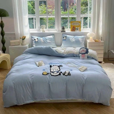 Bộ chăn ga gối cotton hữu cơ dệt nổi 5D Kitty Kurumi Anime Giá chỉ 469.000 VND