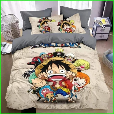 Bộ chăn ga gối ONE PIECE Luffy 3IN1 - Ga trải giường, vỏ chăn, gối giặt được