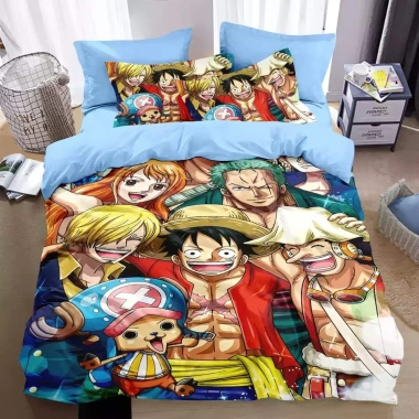 Bộ chăn ga gối ONE PIECE Luffy 3IN1 - Ga trải giường, vỏ chăn, gối giặt được