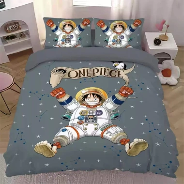 Bộ chăn ga gối ONE PIECE Luffy 3IN1 - Ga trải giường, vỏ chăn, gối giặt được