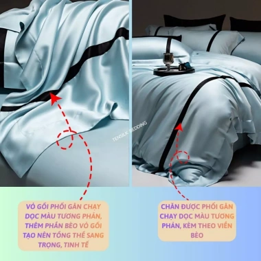 Bộ chăn ga gối Tencel 100% sọc tương phản - Mẫu mới hiện đại, mềm mịn mát, chỉ 2.1 triệu