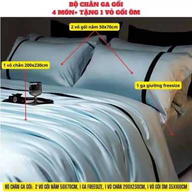 Bộ chăn ga gối Tencel 100% sọc tương phản - Mẫu mới hiện đại, mềm mịn mát, chỉ 2.1 triệu