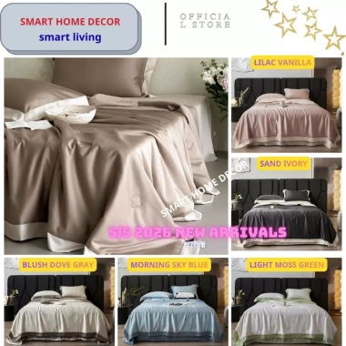 Bộ chăn ga gối Tencel 100s viền tương phản - Mềm mịn, mát, mẫu mới hiện đại, giảm giá 3tr