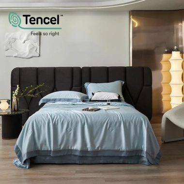 Bộ chăn ga gối Tencel 100s viền tương phản - Mềm mịn, mát, mẫu mới hiện đại, giảm giá 3tr 5