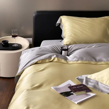 Bộ chăn ga gối Tencel 100s viền tương phản - Mềm mịn, mát, mẫu mới hiện đại, giảm giá 3tr 9