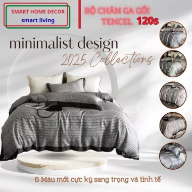 Bộ chăn ga gối Tencel 120s cao cấp Họa tiết Minimalist 2.025 sang trọng, siêu mát mịn, giảm giá 18%