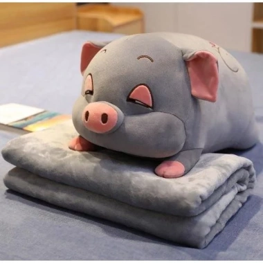 Bộ chăn gối văn phòng Heo PaPa 2 trong 1 - Thiết kế dễ thương, giảm còn 79.000đ