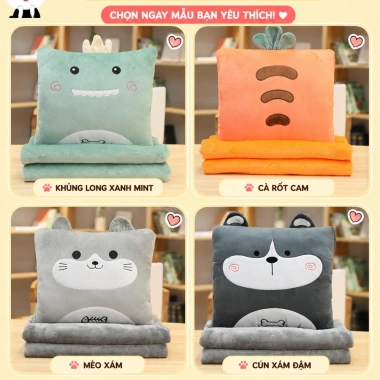 Bộ chăn gối văn phòng HI-SLEEP luồn tay đa năng gối đầu, tựa lưng, gối ôm - 205.000đ