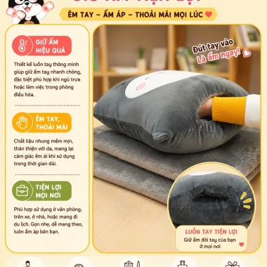 Bộ chăn gối văn phòng HI-SLEEP luồn tay đa năng gối đầu, tựa lưng, gối ôm - 205.000đ