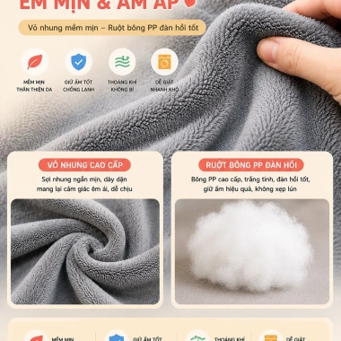Bộ chăn gối văn phòng HI-SLEEP luồn tay đa năng gối đầu, tựa lưng, gối ôm - 205.000đ