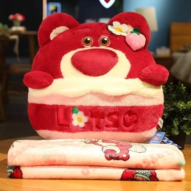 Bộ chăn gối văn phòng hình thú 2 trong 1 gấu bông bánh kem giá ưu đãi 169k đi học 3