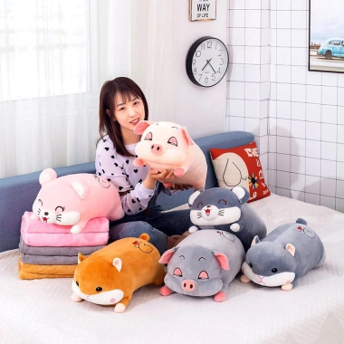 Bộ chăn gối văn phòng hình thú, chăn gấu bông, mền kèm gối bé học du lịch 115.000 VND 6