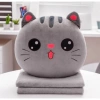 Bộ chăn gối văn phòng hình thú tròn cún đen mặt trắng, giảm giá 89.000đ 5
