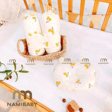 Bộ Chặn Kèm Gối Bông Muslin NAMI BABY - Vải Xô Mềm Mại, Thoáng Mát, Chống Giật, Ngủ Ngon 109k