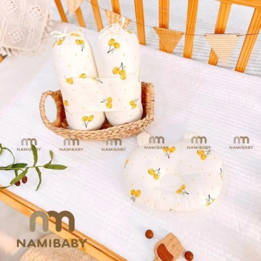 Bộ Chặn Kèm Gối Bông Muslin NAMI BABY - Vải Xô Mềm Mại, Thoáng Mát, Chống Giật, Ngủ Ngon 109k