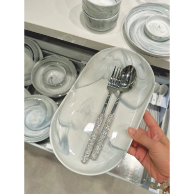 Bộ chén bát gốm sứ cẩm thạch HINATA cao cấp - set ăn cơm chịu lò nướng, giảm 22%