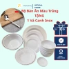 Bộ chén bát nhựa trắng dày dặn, tặng vá canh inox: giảm giá 280k (đã 336k)