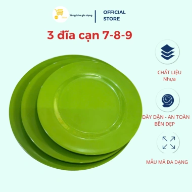 Bộ Chén Bát Nhựa Xanh Lá + Vá Canh Inox Tặng Kèm - Giá 280k Giảm 20%