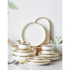Bộ chén bát sứ trắng viền vàng phong cách Bắc Âu tách lẻ giá chỉ 36.000 VNĐ