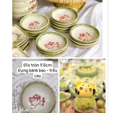 Bộ chén bát thìa gốm sứ cổ họa tiết hoa sen - Giá chỉ 25.500 VNĐ, giảm mạnh