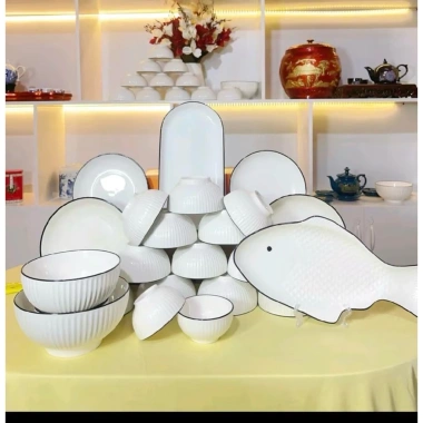 Bộ chén đĩa bát sứ hoa văn trắng viền cao cấp loại 1 - Giá ưu đãi 300k 9 Bộ chén đĩa bát sứ hoa văn trắng viền cao cấp loại 1 - Giá ưu đãi 300k 9