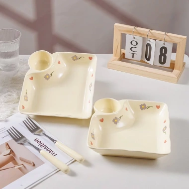 Bộ chén sú, đĩa, thố, tô, ly hoa kem - Giá 20.580₫, dụng cụ ăn cơm gia đình