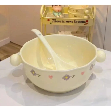 Bộ chén sú, đĩa, thố, tô, ly hoa kem - Giá 20.580₫, dụng cụ ăn cơm gia đình