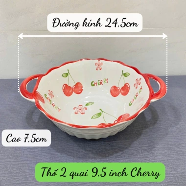 Bộ Chén Tô Dĩa Gốm Sứ Cherry Lẻ Món - Họa Tiết Dễ Thương, Giá Chỉ 19.000₫